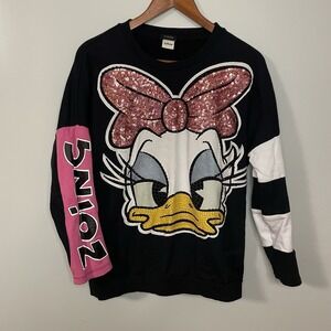 Pinko Disney Daisy Duck Sweatshirt Diamante Sequin Pullover Top Size M